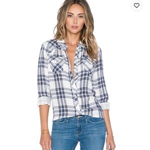 Rails navy and blue kendra plaid flannel button down size small